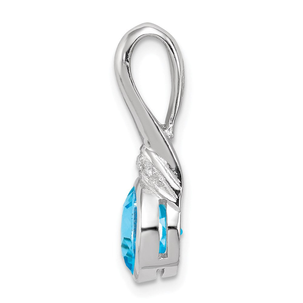 Sterlingsilber Rhodiniert mit Zirkonia und Blautopas Anhänger