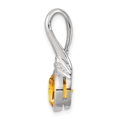 Sterlingsilber Rhodiniert mit Zirkonia und Citrin Anhänger