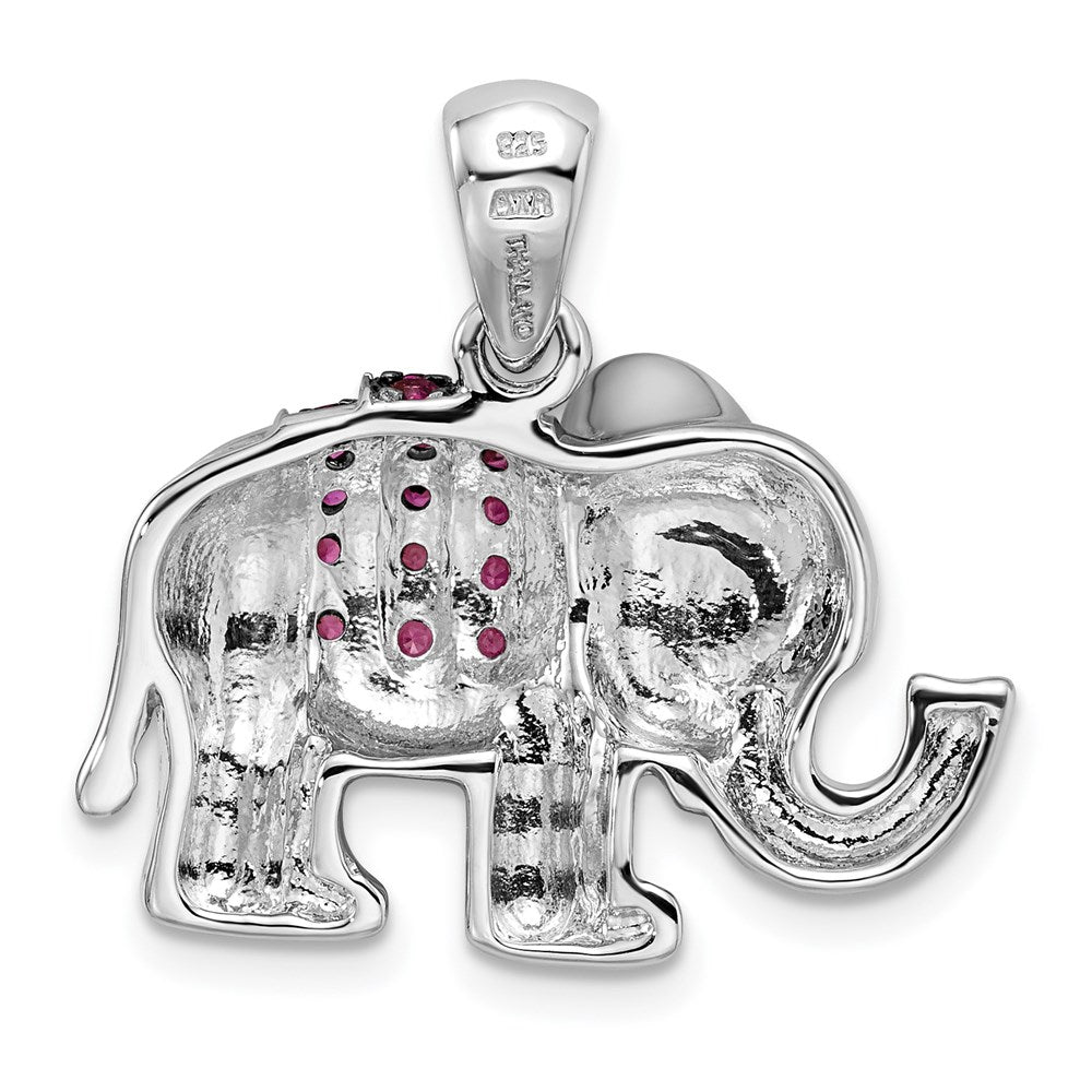 Sterlingsilber Rhodium Poliert Rhodolith Granat Elefant Anhänger