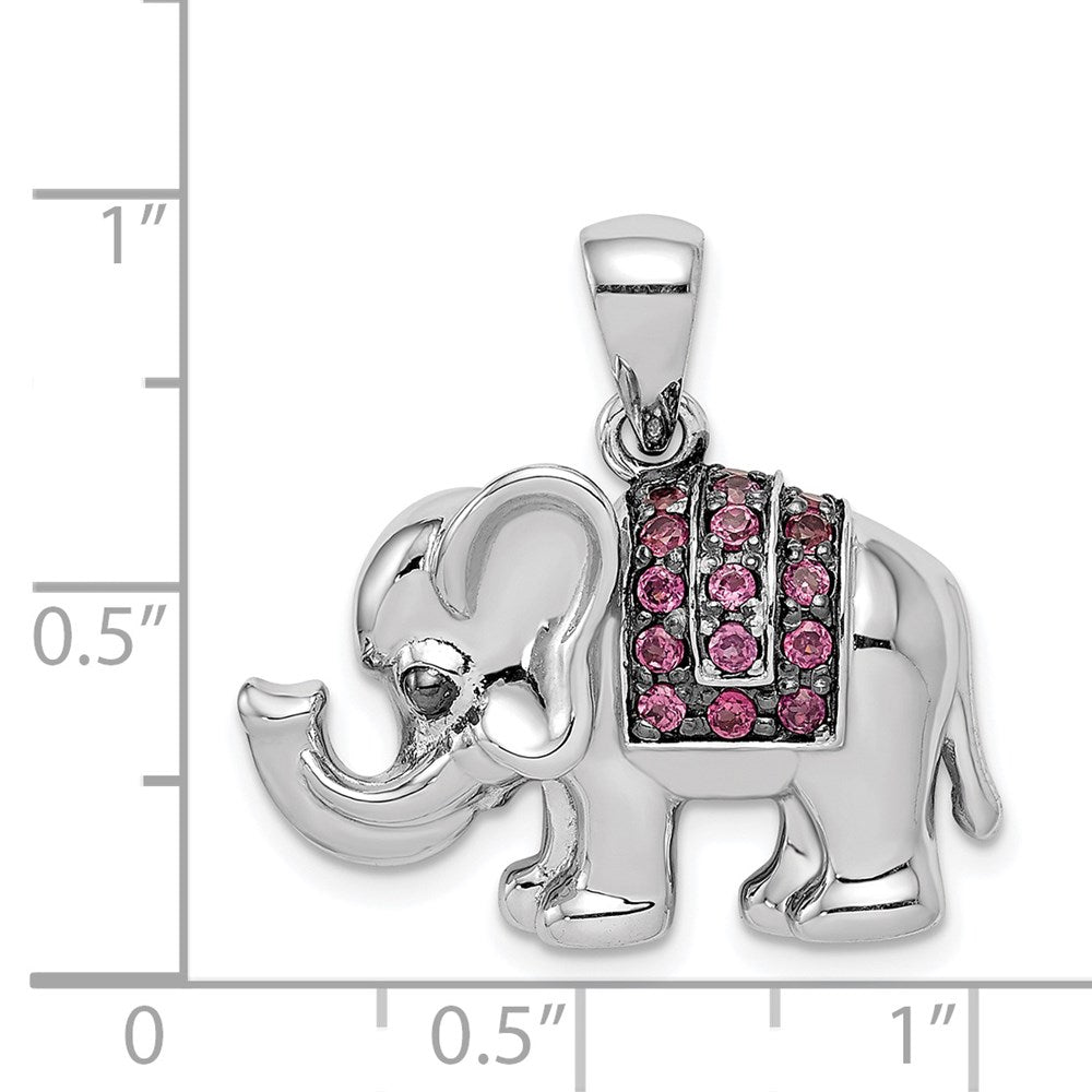 Sterlingsilber Rhodium Poliert Rhodolith Granat Elefant Anhänger