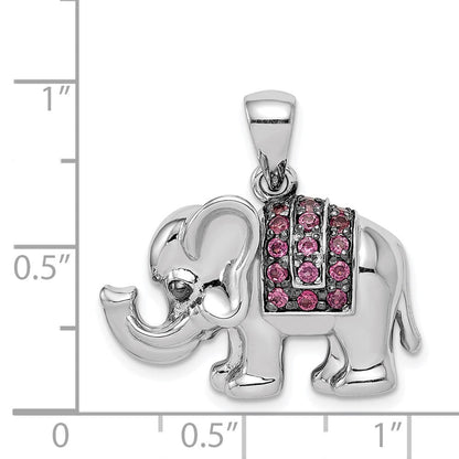 Sterlingsilber Rhodium Poliert Rhodolith Granat Elefant Anhänger