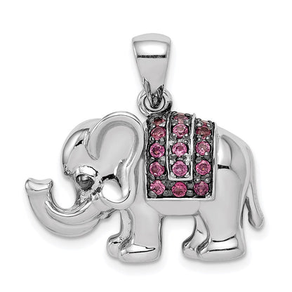 Sterlingsilber Rhodium Poliert Rhodolith Granat Elefant Anhänger