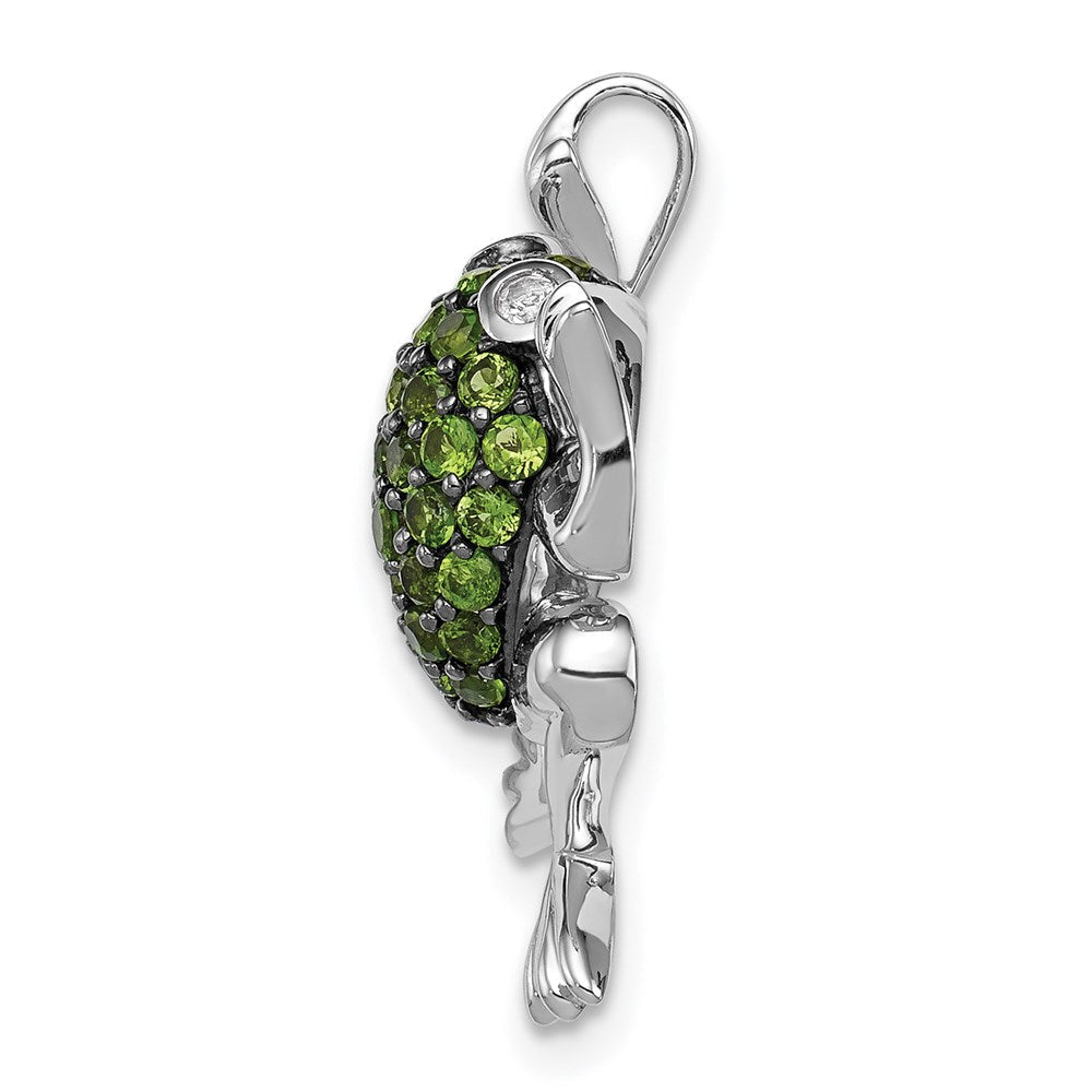 Sterlingsilber Rhodium Weiß Topas & Chrome Diopside Frosch Anhänger