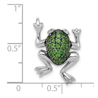Sterlingsilber Rhodium Weiß Topas & Chrome Diopside Frosch Anhänger
