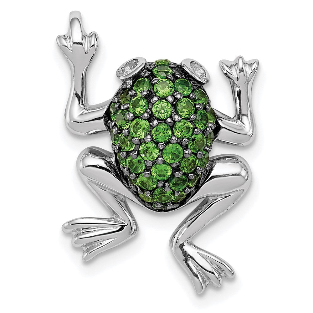 Sterlingsilber Rhodium Weiß Topas & Chrome Diopside Frosch Anhänger