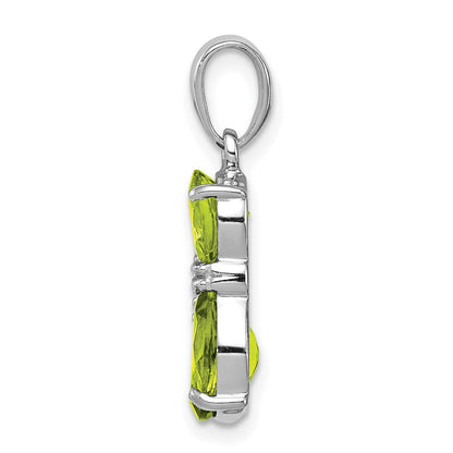 Sterlingsilber Rhodiniert Peridot und Diamant Katze Anhänger
