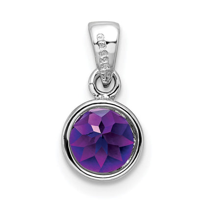 Sterlingsilber Rhodiniert Poliert Amethyst Rund Anhänger