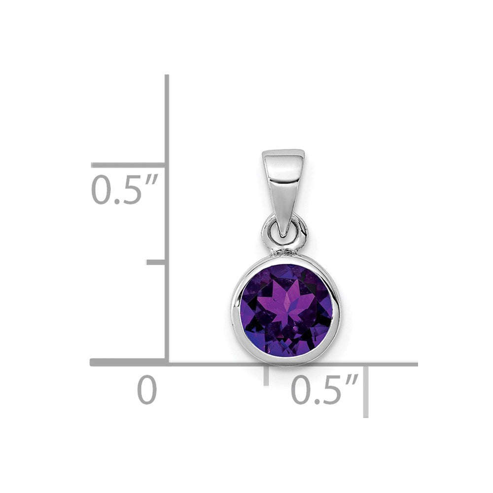 Sterlingsilber Rhodiniert Poliert Amethyst Rund Anhänger