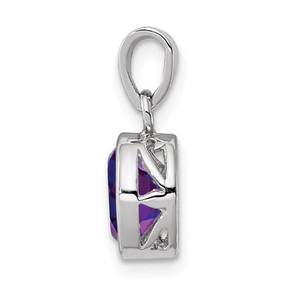 Sterlingsilber Rhodiniert Poliert Amethyst Oval Anhänger