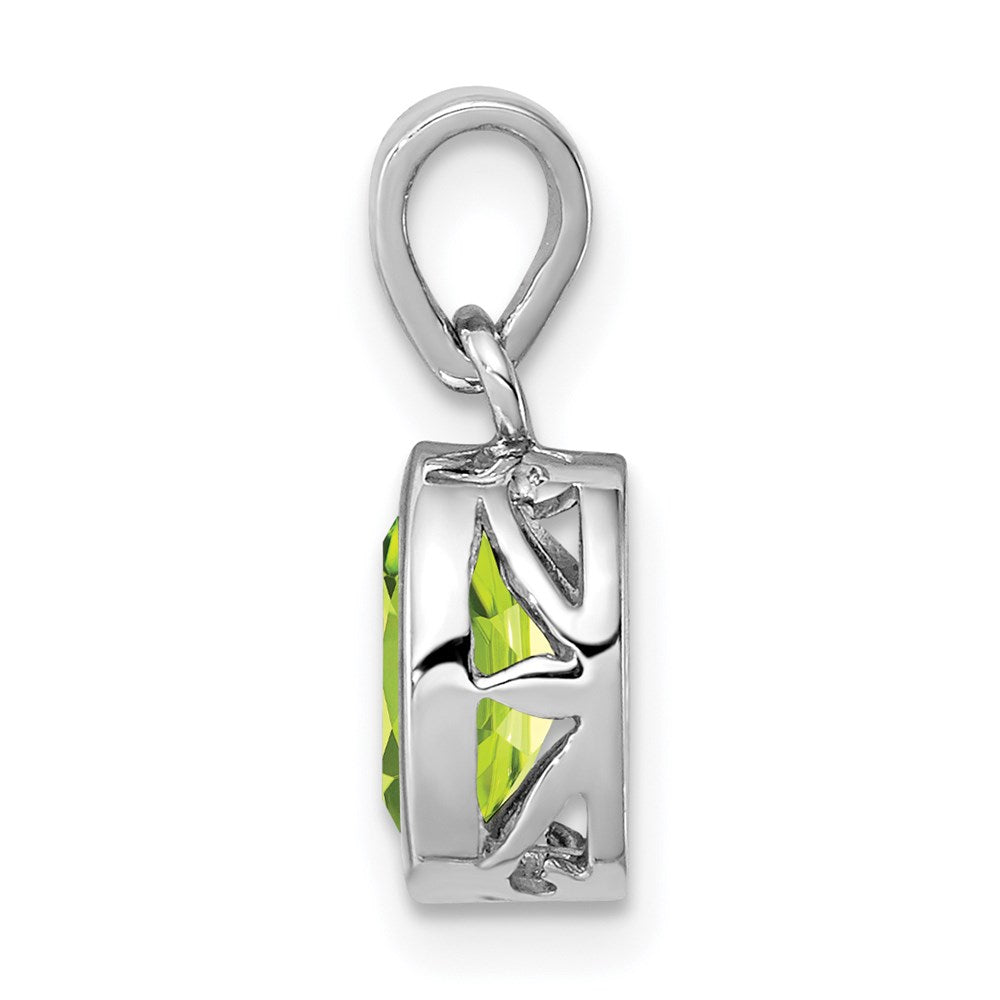 Sterlingsilber Rhodiniert Poliert Peridot Oval Anhänger