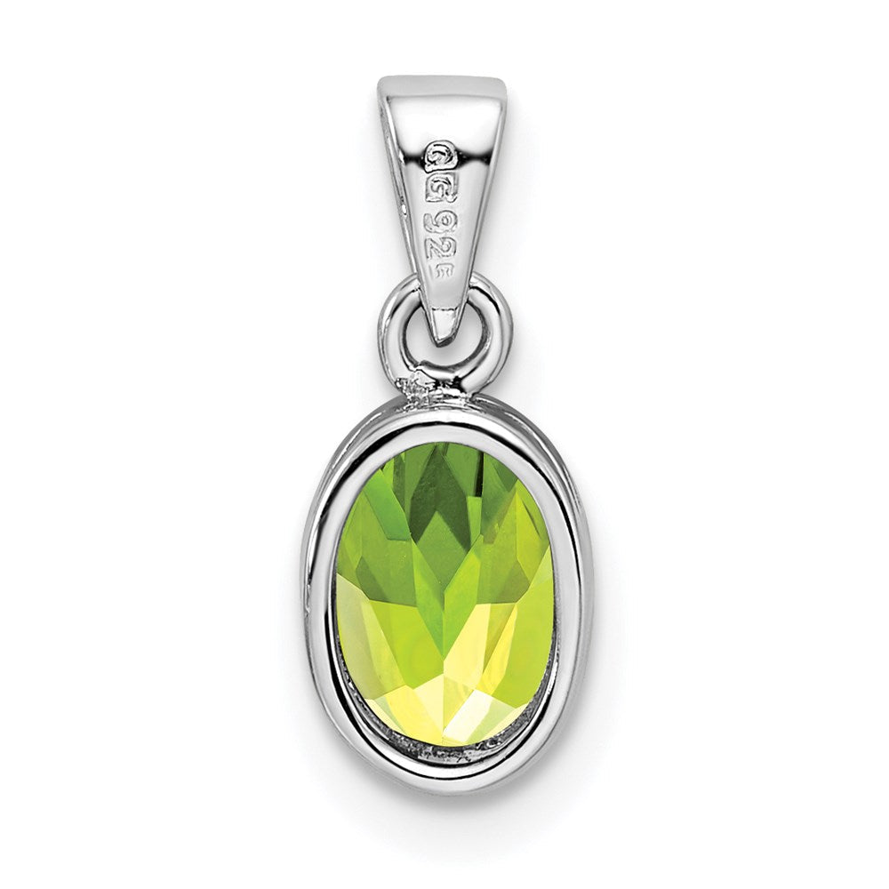 Sterlingsilber Rhodiniert Poliert Peridot Oval Anhänger