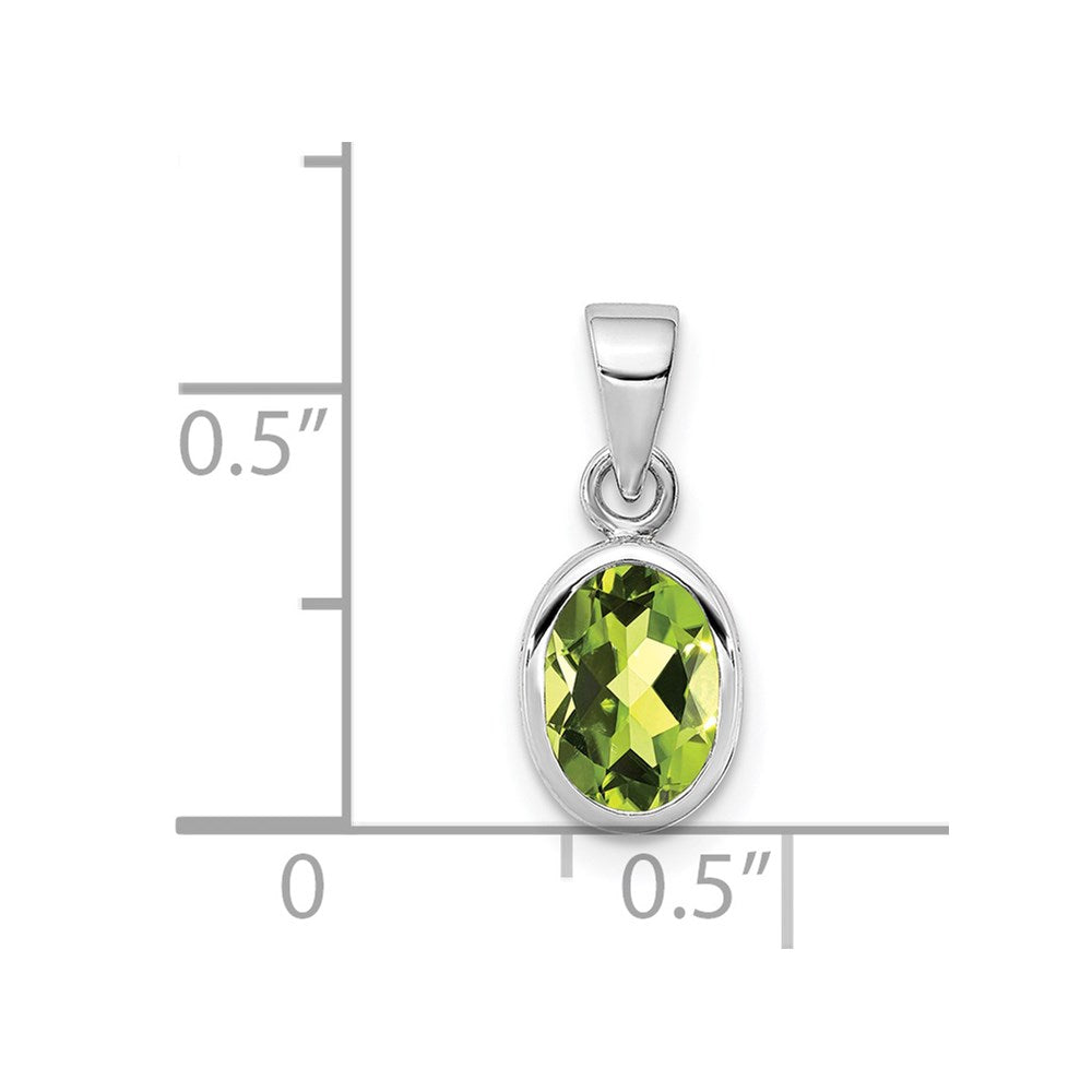 Sterlingsilber Rhodiniert Poliert Peridot Oval Anhänger