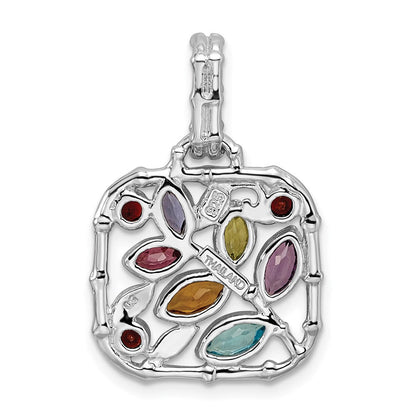 Sterlingsilber Rhodiniert Multi Edelstein Anhänger