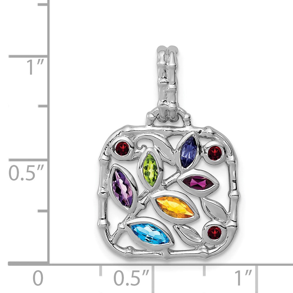 Sterlingsilber Rhodiniert Multi Edelstein Anhänger