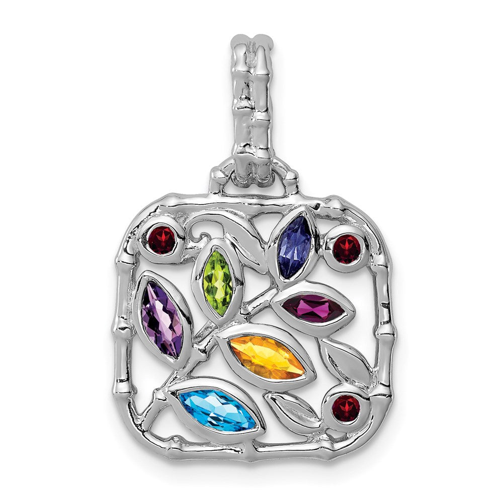 Sterlingsilber Rhodiniert Multi Edelstein Anhänger