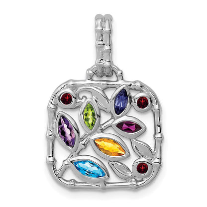 Sterlingsilber Rhodiniert Multi Edelstein Anhänger