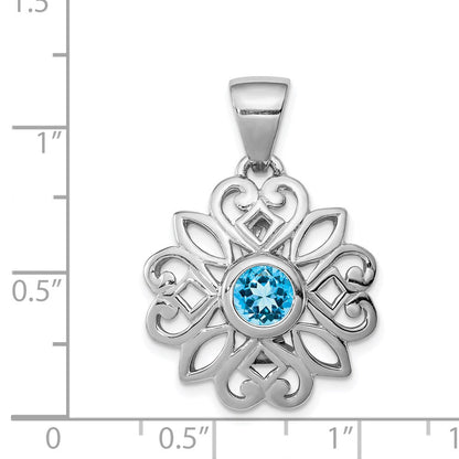Sterlingsilber Rhodiniert mit Blautopas Anhänger