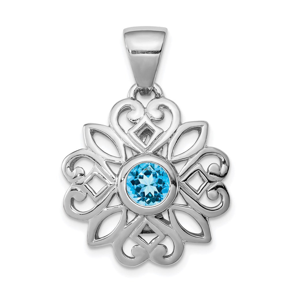 Sterlingsilber Rhodiniert mit Blautopas Anhänger