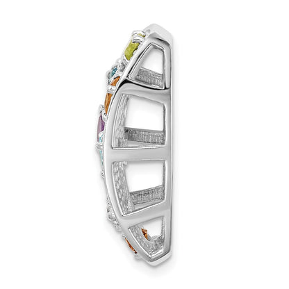 Kettenschieber aus rhodiniertem Sterlingsilber mit Amethyst, Citrin, Blautopas, Granat und Peridot
