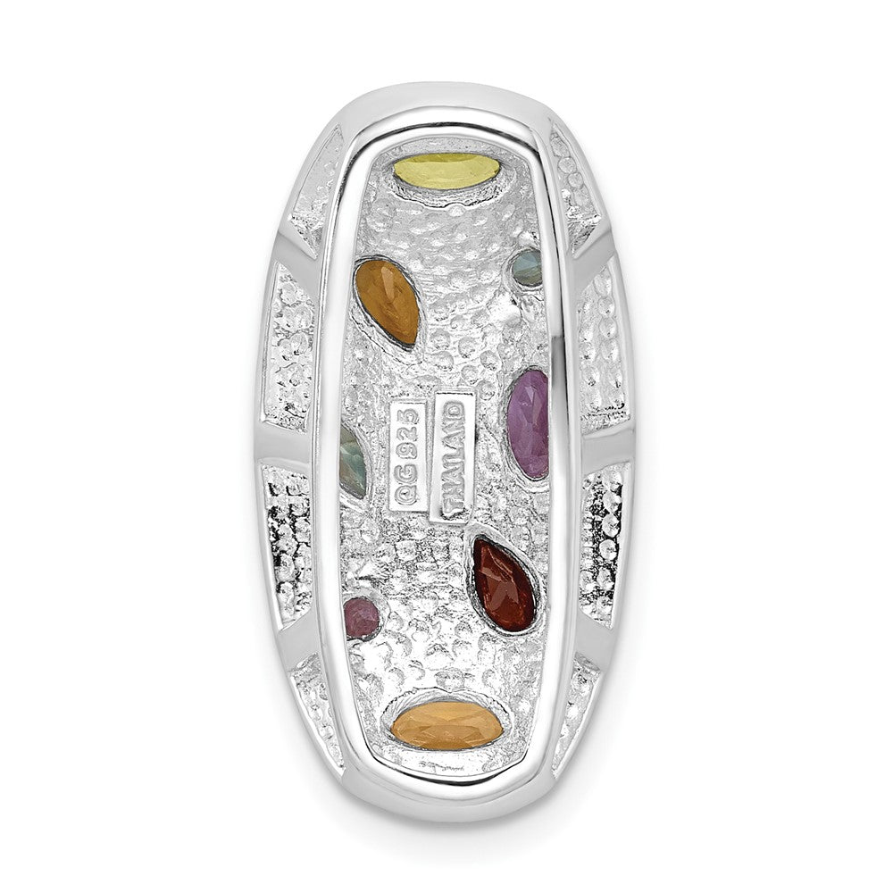 Kettenschieber aus rhodiniertem Sterlingsilber mit Amethyst, Citrin, Blautopas, Granat und Peridot