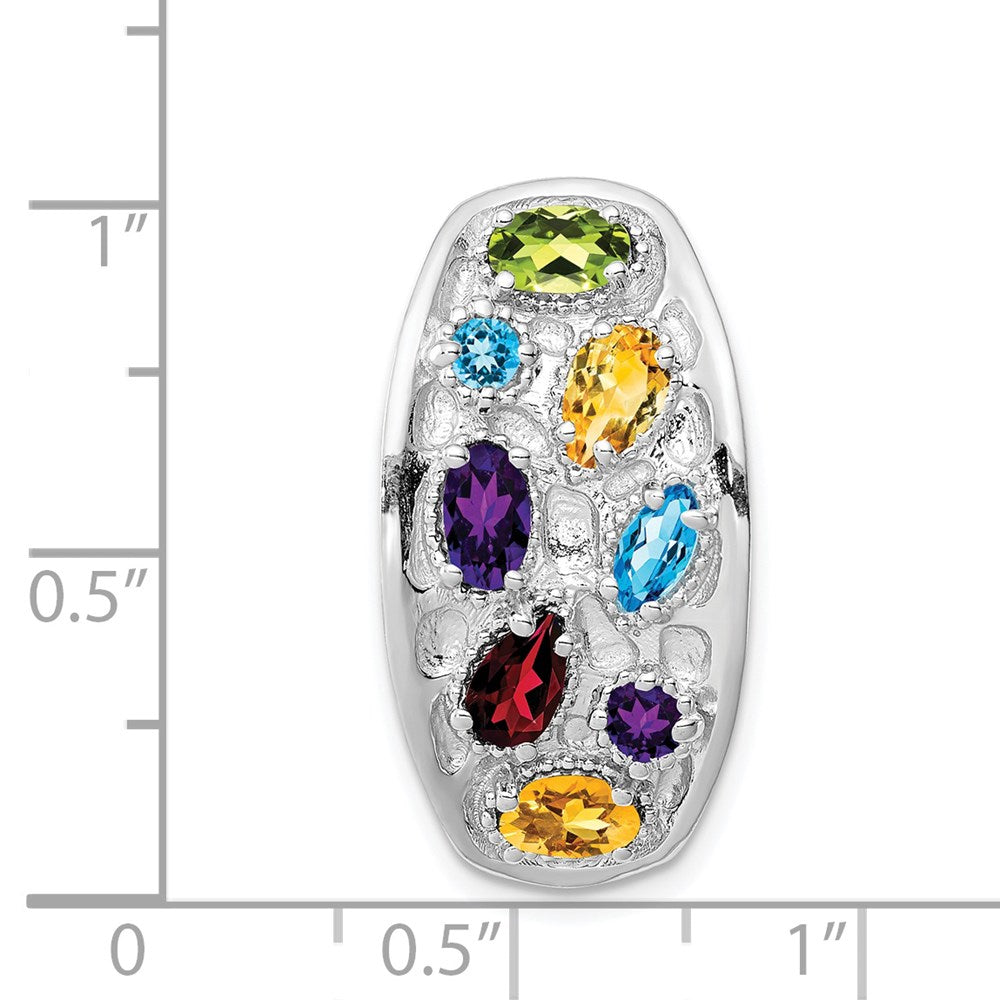 Kettenschieber aus rhodiniertem Sterlingsilber mit Amethyst, Citrin, Blautopas, Granat und Peridot