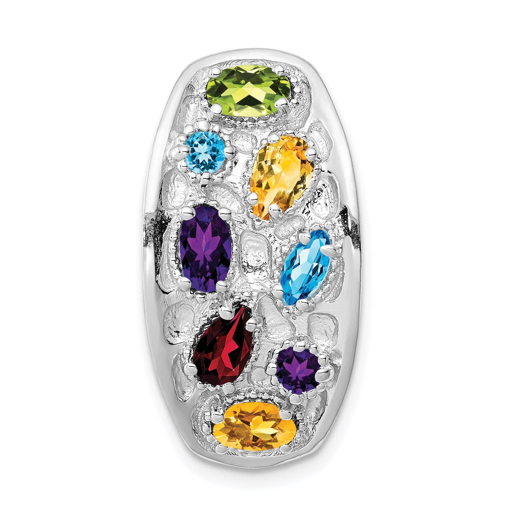Kettenschieber aus rhodiniertem Sterlingsilber mit Amethyst, Citrin, Blautopas, Granat und Peridot