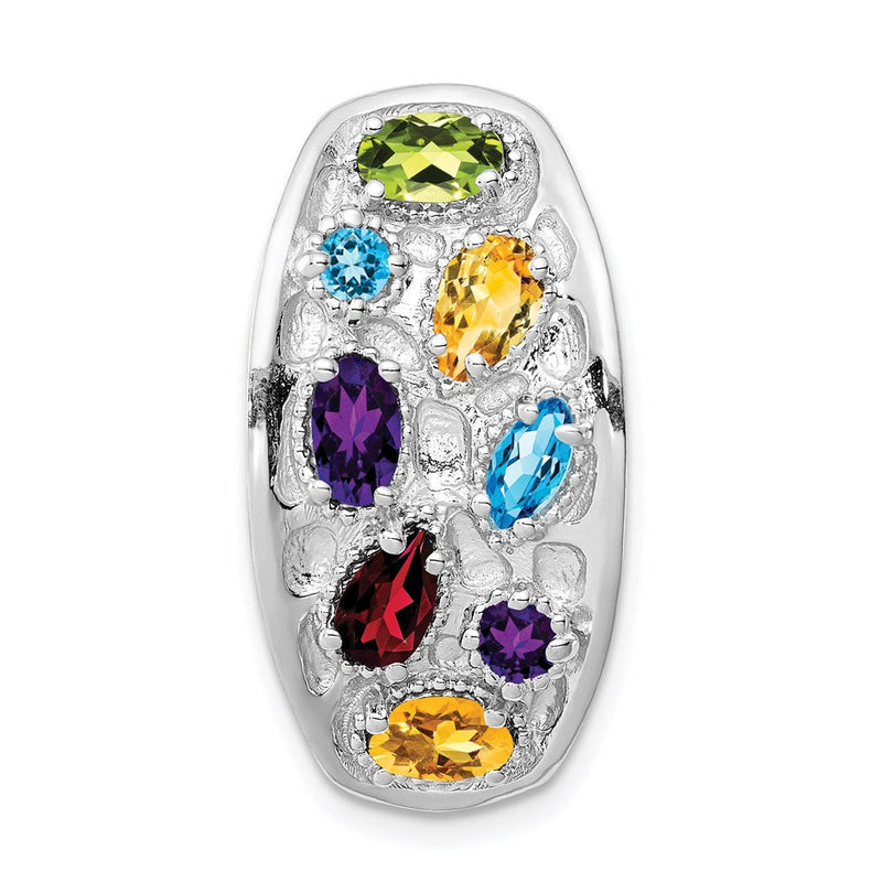 Kettenschieber aus rhodiniertem Sterlingsilber mit Amethyst, Citrin, Blautopas, Granat und Peridot