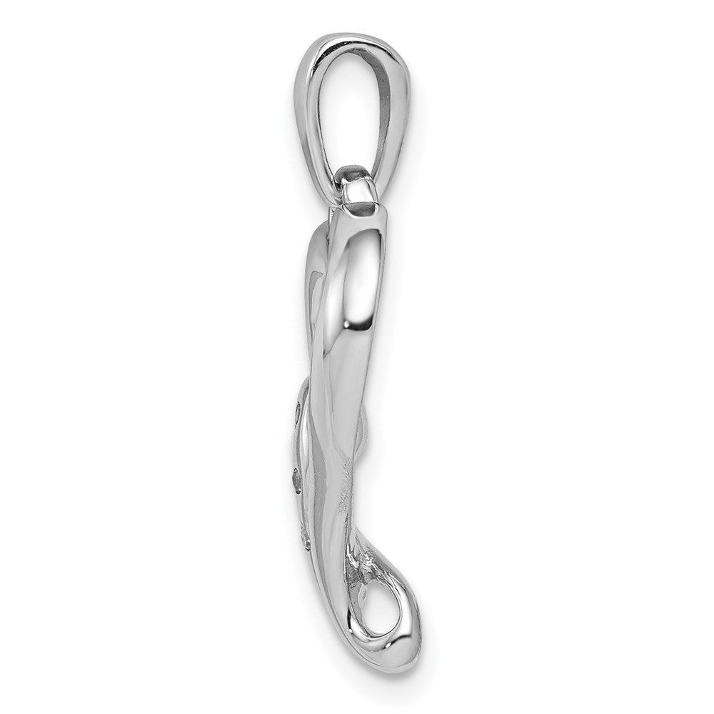 Sterlingsilber Rhodium & Diamant. Poliert Doppelt Herz Anhänger