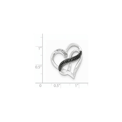 Sterlingsilber Infinity-Symbol-Herz-Anhänger (Slide) mit weißen und schwarzen Diamanten