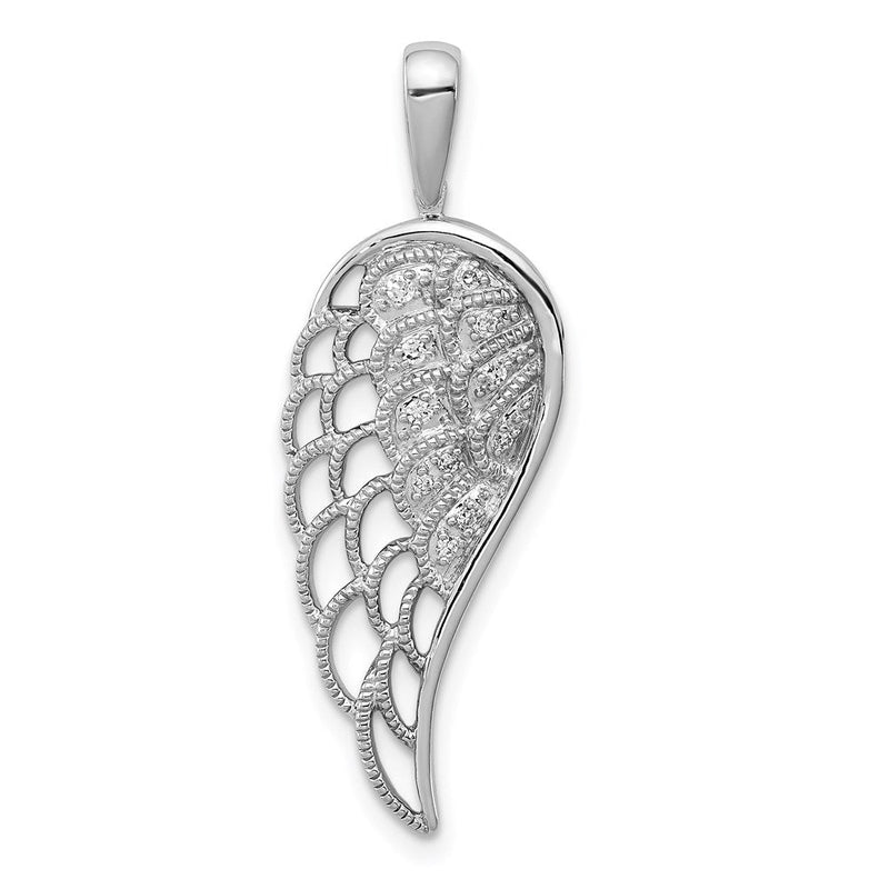 Sterlingsilber Rhodium Diamant. Offen-work Flügel Anhänger