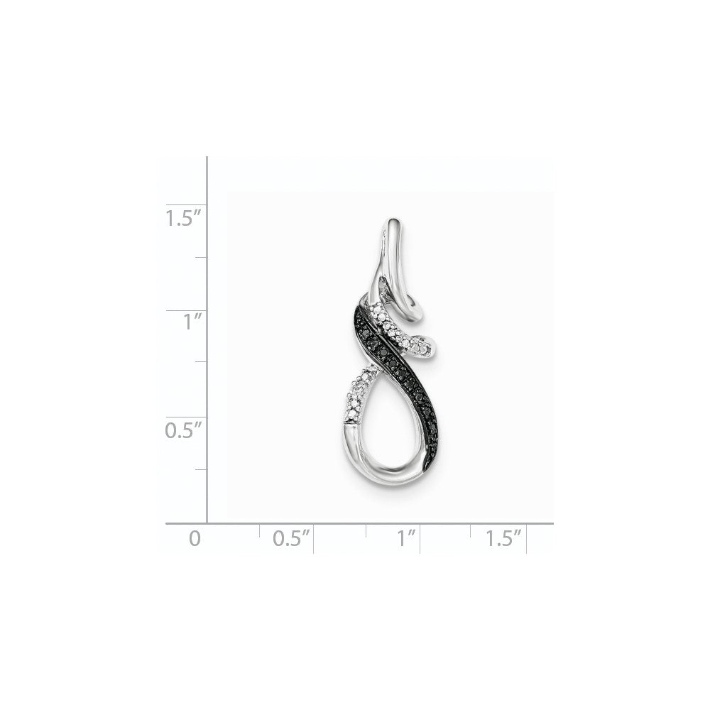 Sterlingsilber-Anhänger mit weißen und schwarzen Diamanten zum Aufschieben