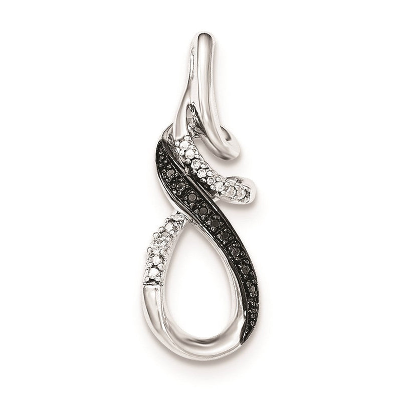 Sterlingsilber-Anhänger mit weißen und schwarzen Diamanten zum Aufschieben
