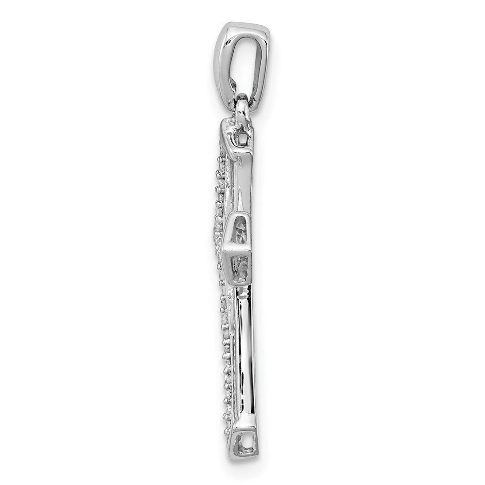Rhodinierter Sterlingsilber-Anhänger mit Diamant-Kreuz