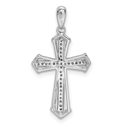 Rhodinierter Sterlingsilber-Anhänger mit Diamant-Kreuz