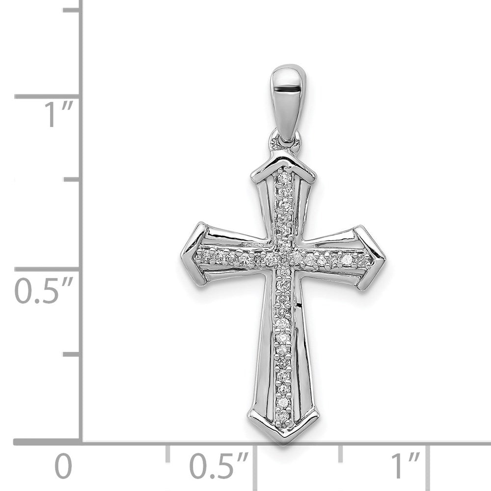 Rhodinierter Sterlingsilber-Anhänger mit Diamant-Kreuz