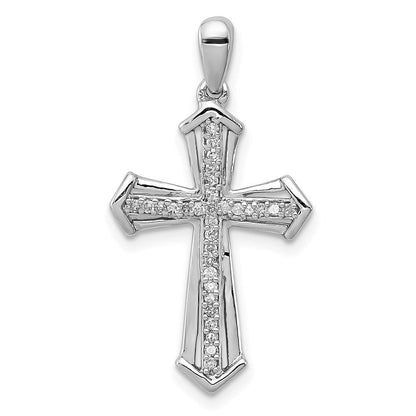 Rhodinierter Sterlingsilber-Anhänger mit Diamant-Kreuz