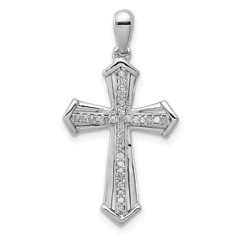 Rhodinierter Sterlingsilber-Anhänger mit Diamant-Kreuz