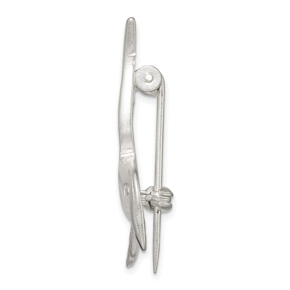 Sterlingsilber Satiniert Finish Diamantiert Hummingbird Brosche