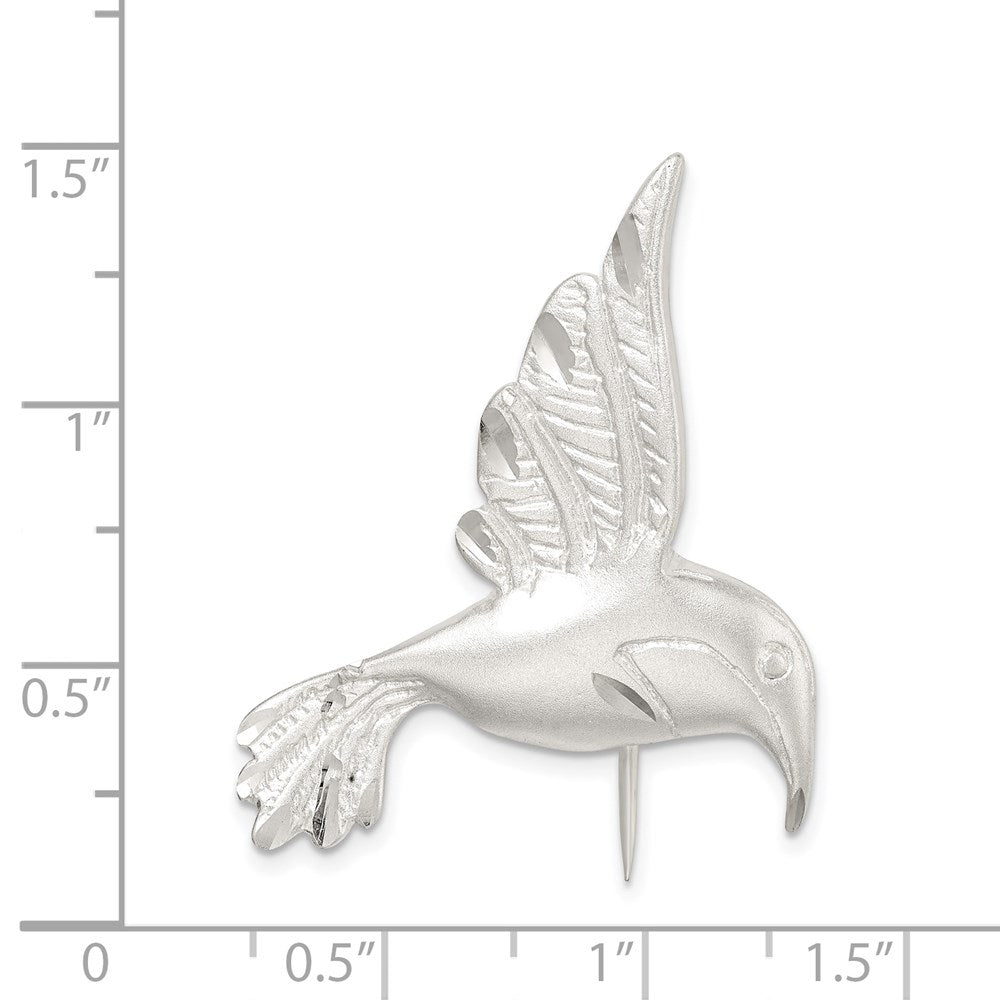 Sterlingsilber Satiniert Finish Diamantiert Hummingbird Brosche