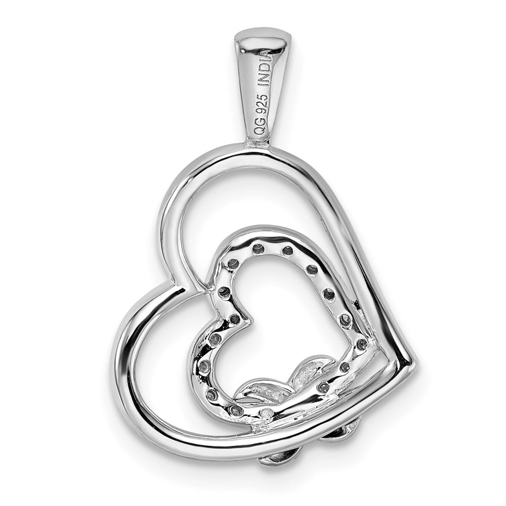 Sterlingsilber Rhodium Diamant. Herzen Anhänger