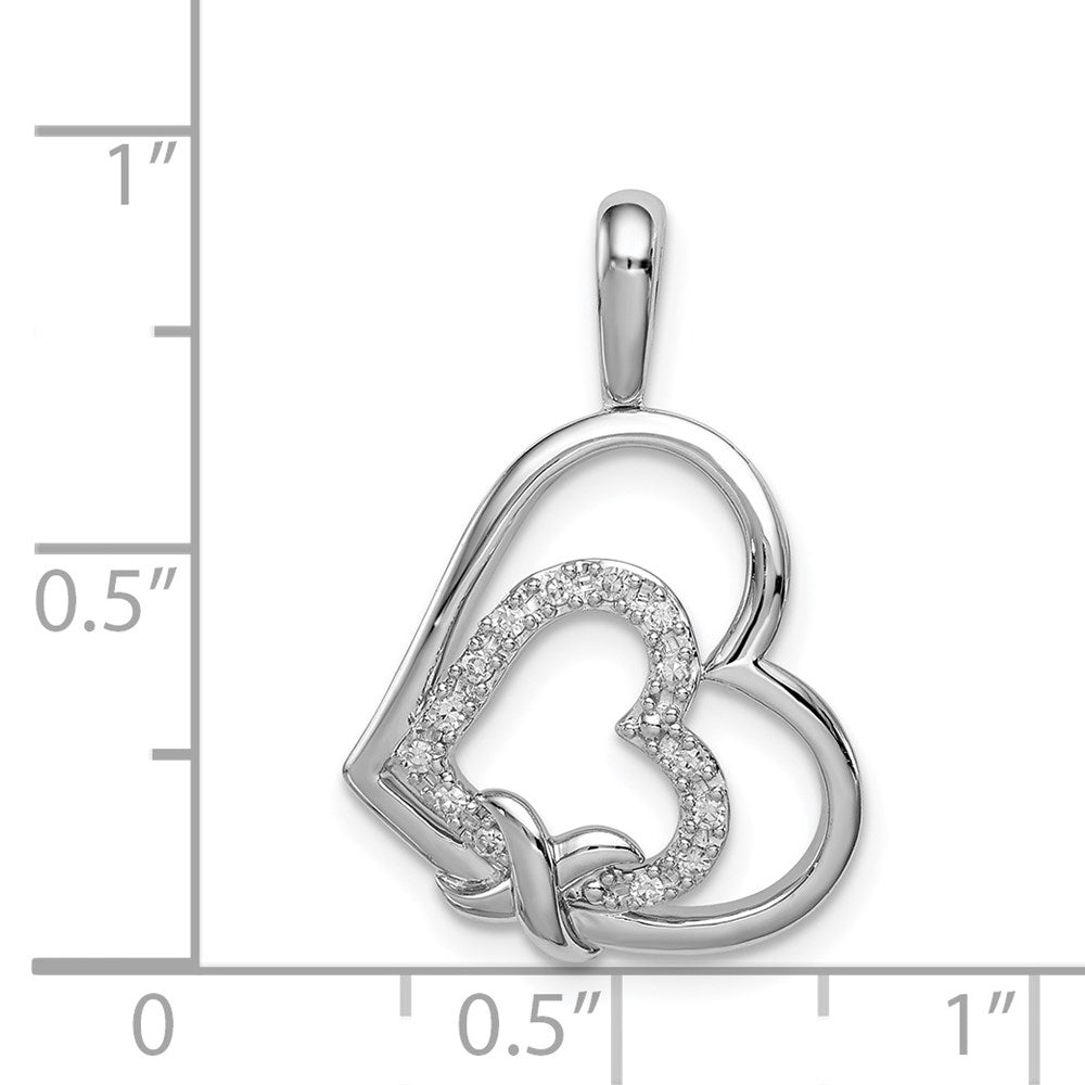 Sterlingsilber Rhodium Diamant. Herzen Anhänger
