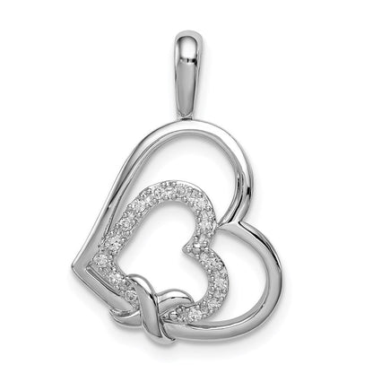 Sterlingsilber Rhodium Diamant. Herzen Anhänger