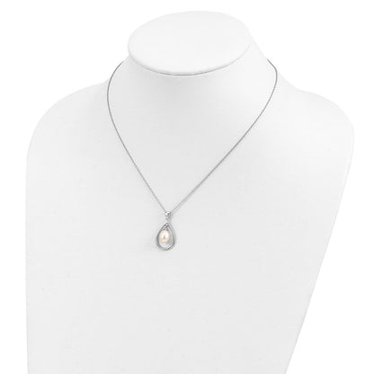 Sterlingsilber Rhodiniert 7-8mm Weiß Fwc Perle Anhänger Halskette