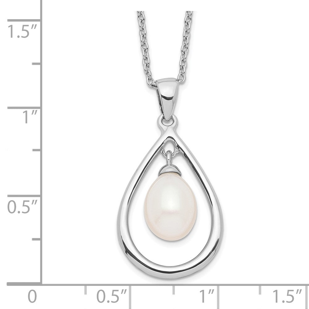 Sterlingsilber Rhodiniert 7-8mm Weiß Fwc Perle Anhänger Halskette
