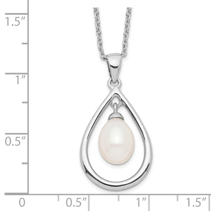 Sterlingsilber Rhodiniert 7-8mm Weiß Fwc Perle Anhänger Halskette