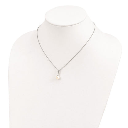 Sterlingsilber Rhodiniert 7-8mm Weiß Fwc Perle Zirkonia Halskette