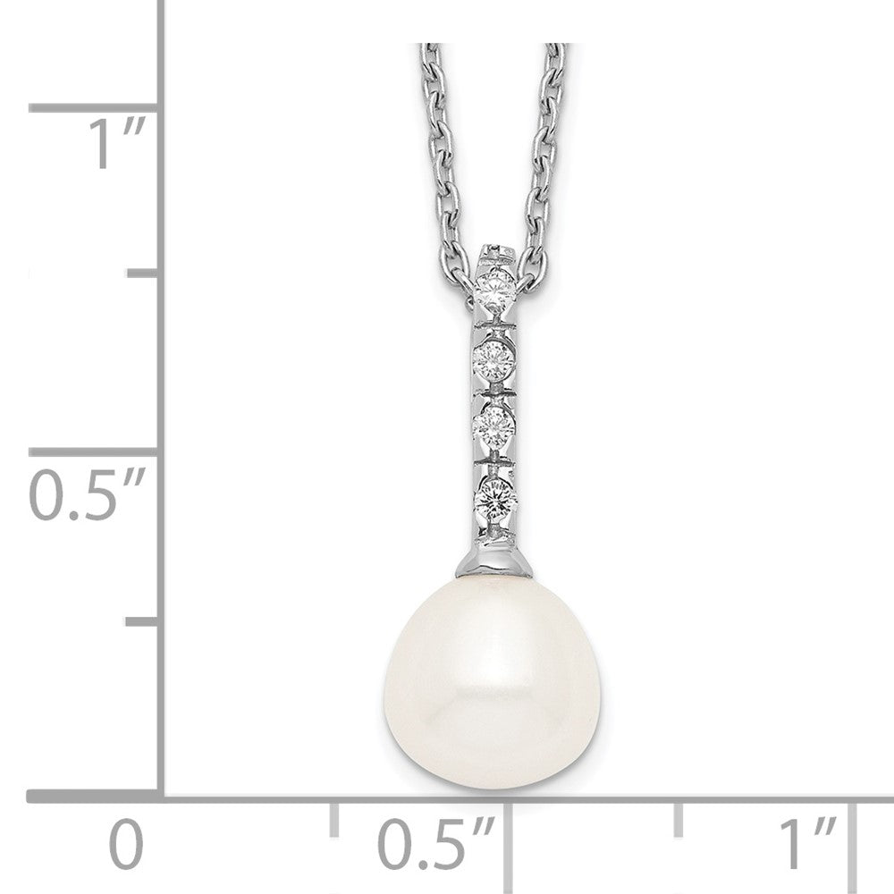 Sterlingsilber Rhodiniert 7-8mm Weiß Fwc Perle Zirkonia Halskette