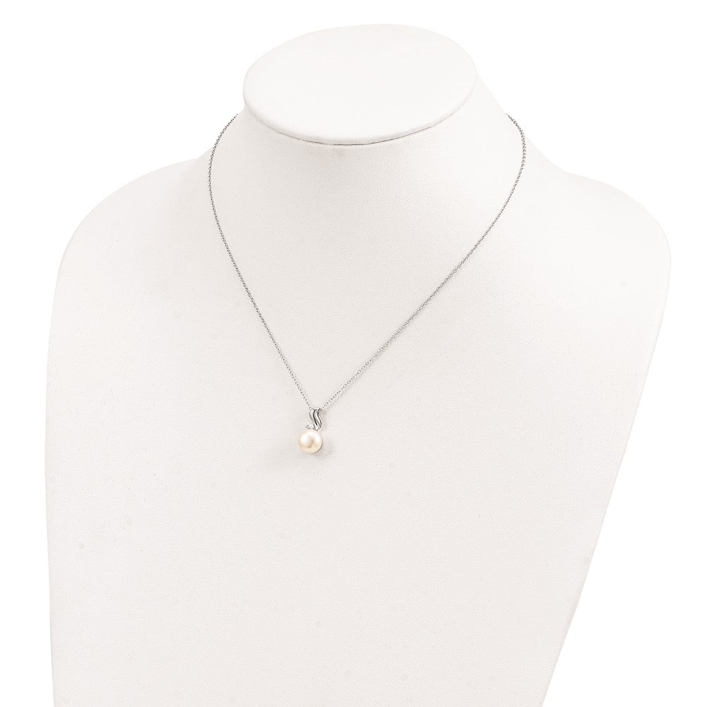Sterlingsilber Rhodium 9-10mm Weiß Fwc Perle Zirkonia Halskette