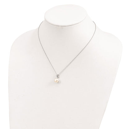 Sterlingsilber Rhodium 9-10mm Weiß Fwc Perle Zirkonia Halskette