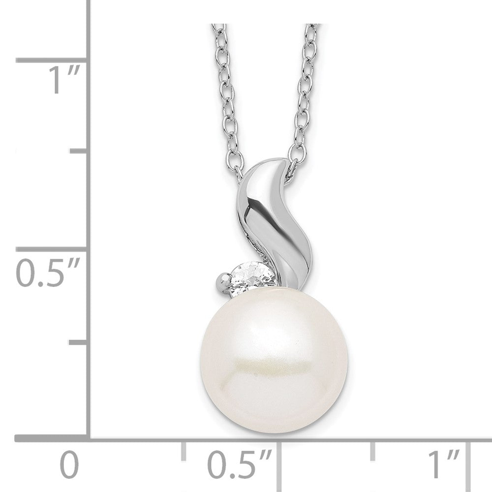 Sterlingsilber Rhodium 9-10mm Weiß Fwc Perle Zirkonia Halskette